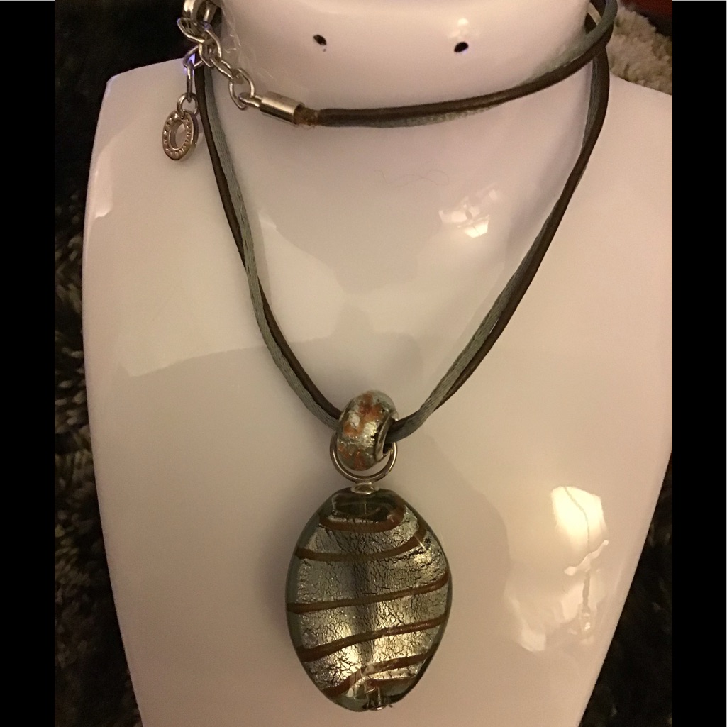 Murano Italian Hand Blown Glass Necklace Pendant 46$